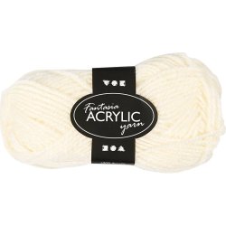 Fantasia Polyacrylgarn, L: 80 m, pind 4,5-5, r&aring;hvid, 50 g/ 1 ngl.