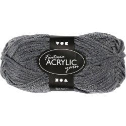 Fantasia Polyacrylgarn, L: 80 m, pind 4,5-5, gr&aring;, 50 g/ 1 ngl.