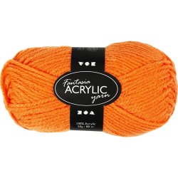 Fantasia Polyacrylgarn, L: 80 m, pind 4,5-5, neon orange, 50 g/ 1 ngl.