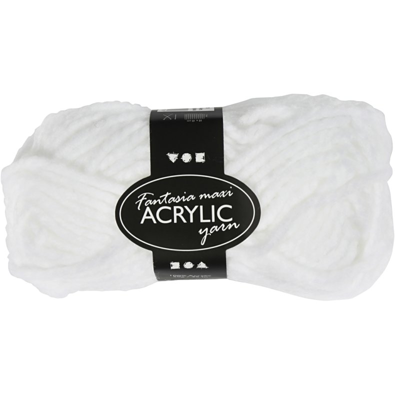 Fantasia Polyacrylgarn, L: 35 M, Maxi, hvid, 50 g/ 1 ngl.