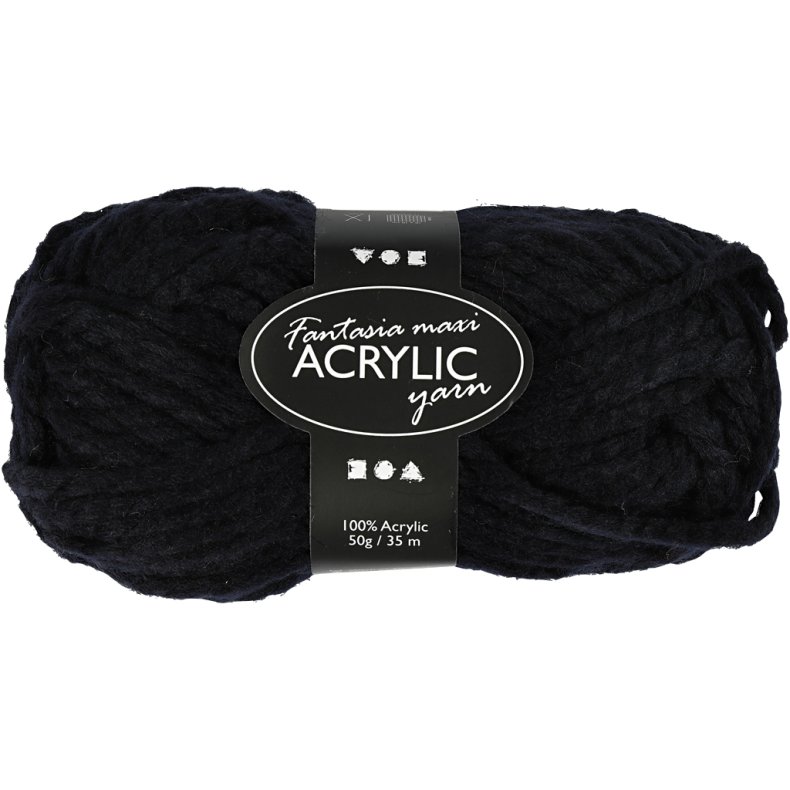 Fantasia Polyacrylgarn, L: 35 M, Maxi, sort, 50 g/ 1 ngl.