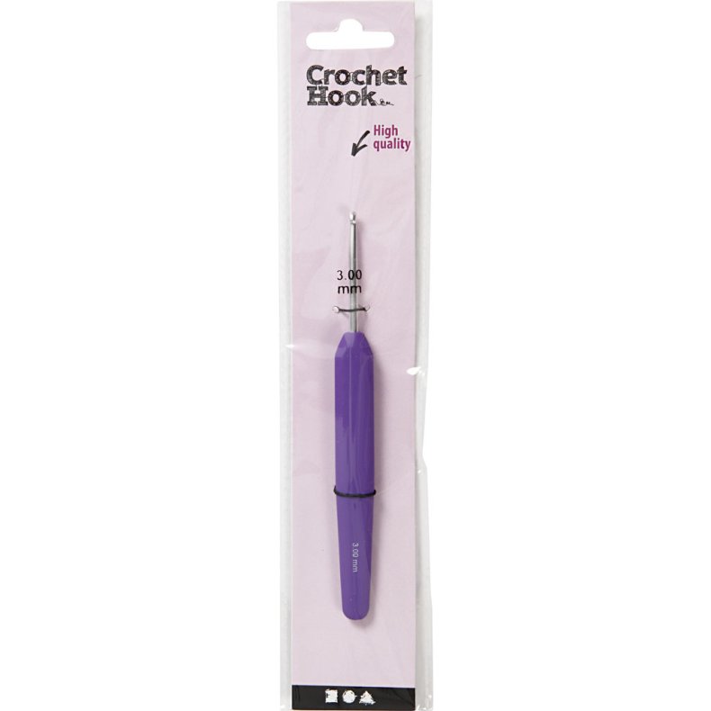 H&aelig;klen&aring;l, nr. 3, L: 13,3 cm, str. 3 mm, lilla, 1 stk.