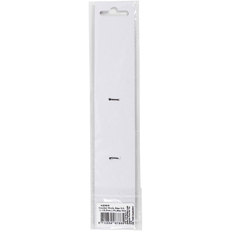 H&aelig;klen&aring;l, nr. 4,5, L: 13,3 cm, str. 4,5 mm, lysebl&aring;, 1 stk.