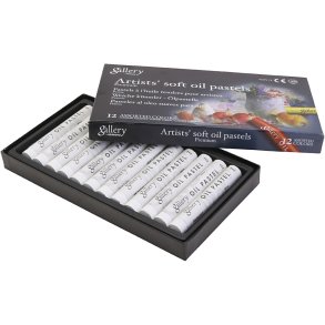 Gallery Oliepastel, L: 7 cm, diam. 11 mm, tykkelse 11 mm, hvid, 12 stk./ 1 pk.