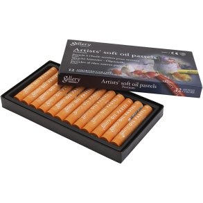 Gallery Oliepastel, L: 7 cm, diam. 11 mm, tykkelse 11 mm, orange, 12 stk./ 1 pk.