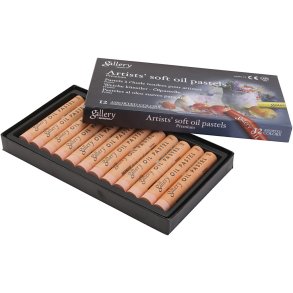 Gallery Oliepastel, L: 7 cm, diam. 11 mm, tykkelse 11 mm, laksefarvet, 12 stk./ 1 pk.