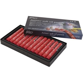 Gallery Oliepastel, L: 7 cm, diam. 11 mm, tykkelse 11 mm, skarlagen, 12 stk./ 1 pk.