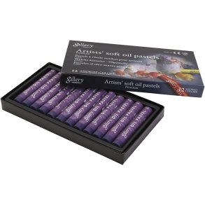 Gallery Oliepastel, L: 7 cm, diam. 11 mm, tykkelse 11 mm, lilla, 12 stk./ 1 pk.