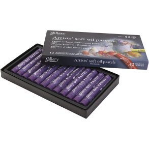 Gallery Oliepastel, L: 7 cm, diam. 11 mm, tykkelse 11 mm, violet, 12 stk./ 1 pk.