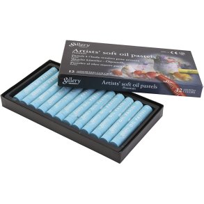 Gallery Oliepastel, L: 7 cm, diam. 11 mm, tykkelse 11 mm, turkis, 12 stk./ 1 pk.