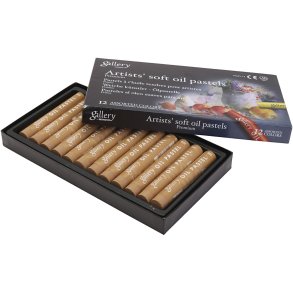 Gallery Oliepastel, L: 7 cm, diam. 11 mm, tykkelse 11 mm, okker, 12 stk./ 1 pk.