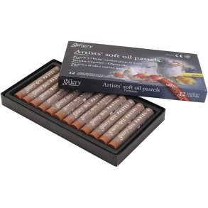 Gallery Oliepastel, L: 7 cm, diam. 11 mm, tykkelse 11 mm, brændt orange, 12 stk./ 1 pk.