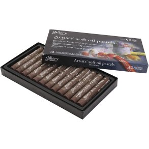 Gallery Oliepastel, L: 7 cm, diam. 11 mm, tykkelse 11 mm, brun, 12 stk./ 1 pk.