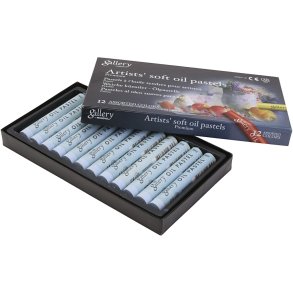 Gallery Oliepastel, L: 7 cm, diam. 11 mm, tykkelse 11 mm, lys grå, 12 stk./ 1 pk.