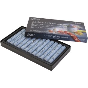 Gallery Oliepastel, L: 7 cm, diam. 11 mm, tykkelse 11 mm, grå, 12 stk./ 1 pk.