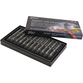 Gallery Oliepastel, L: 7 cm, diam. 11 mm, tykkelse 11 mm, sort, 12 stk./ 1 pk.