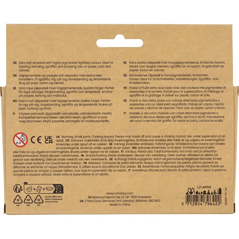 Oliepastel, L: 7 cm, tykkelse 11 mm, pastelfarver, 12 stk./ 1 pk.