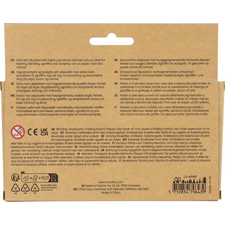 Oliepastel, L: 7 cm, tykkelse 11 mm, Naturfarver, 12 stk./ 1 pk.