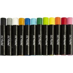 Oliepastel, L: 7 cm, tykkelse 11 mm, standardfarver, 12 stk./ 1 pk.