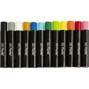 Oliepastel, L: 7 cm, tykkelse 11 mm, standardfarver, 12 stk./ 1 pk.