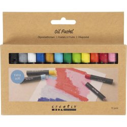 Oliepastel, L: 7 cm, tykkelse 11 mm, standardfarver, 12 stk./ 1 pk.