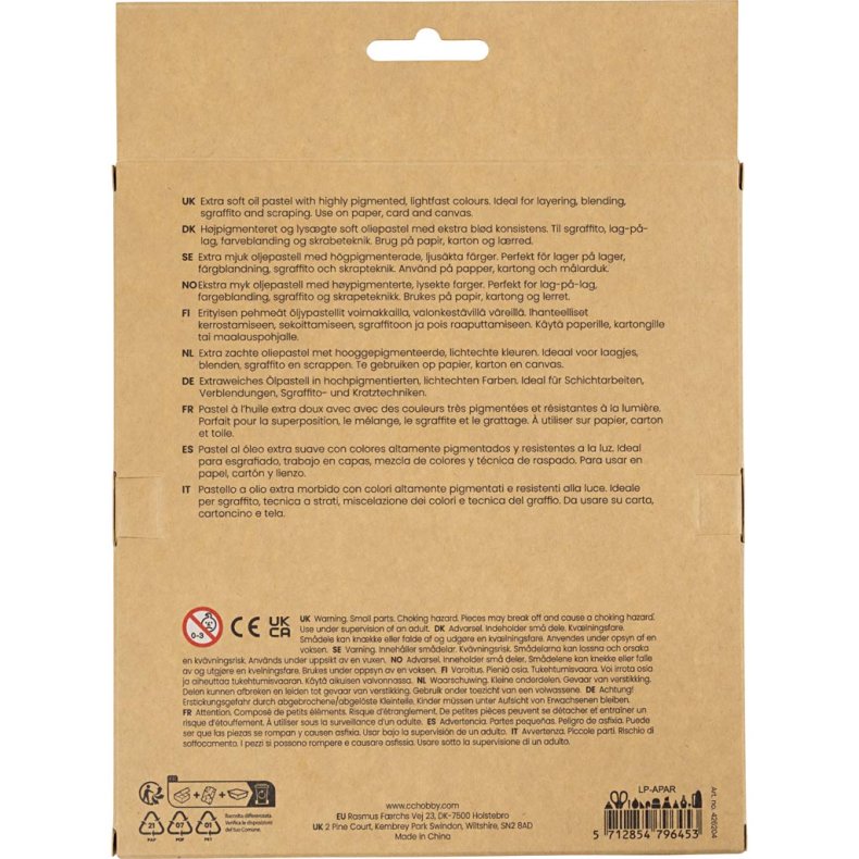 Oliepastel, L: 7 cm, tykkelse 11 mm, pastelfarver, 24 stk./ 1 pk.