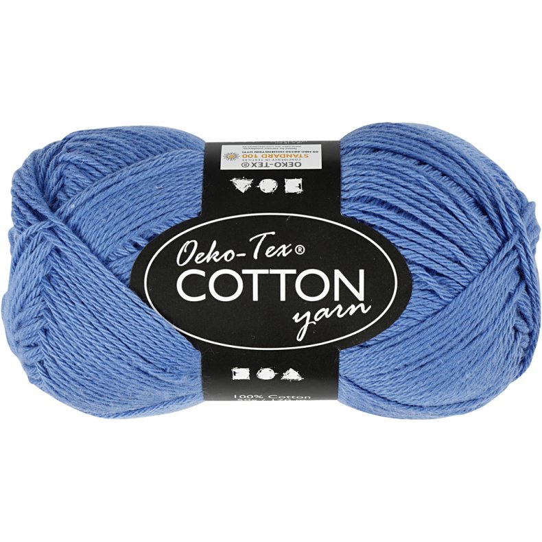 Bomuldsgarn, nr. 8/4, L: 170 M, bl&aring;, 50 g/ 1 ngl.