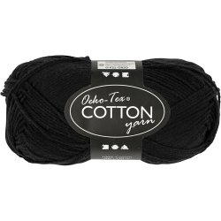 Bomuldsgarn, nr. 8/4, L: 170 M, sort, 50 g/ 1 ngl.