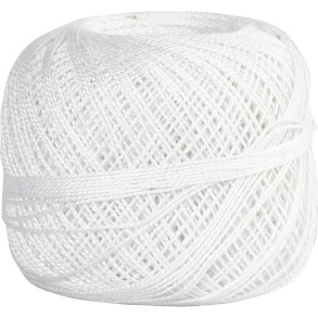 Merceriseret bomuldsgarn, n&aring;l 2-2,5, hvid, 125 m, 20 g/ 1 ngl.