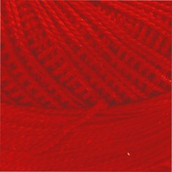 Merceriseret bomuldsgarn, n&aring;l 2-2,5, r&oslash;d, 125 m, 20 g/ 1 ngl.