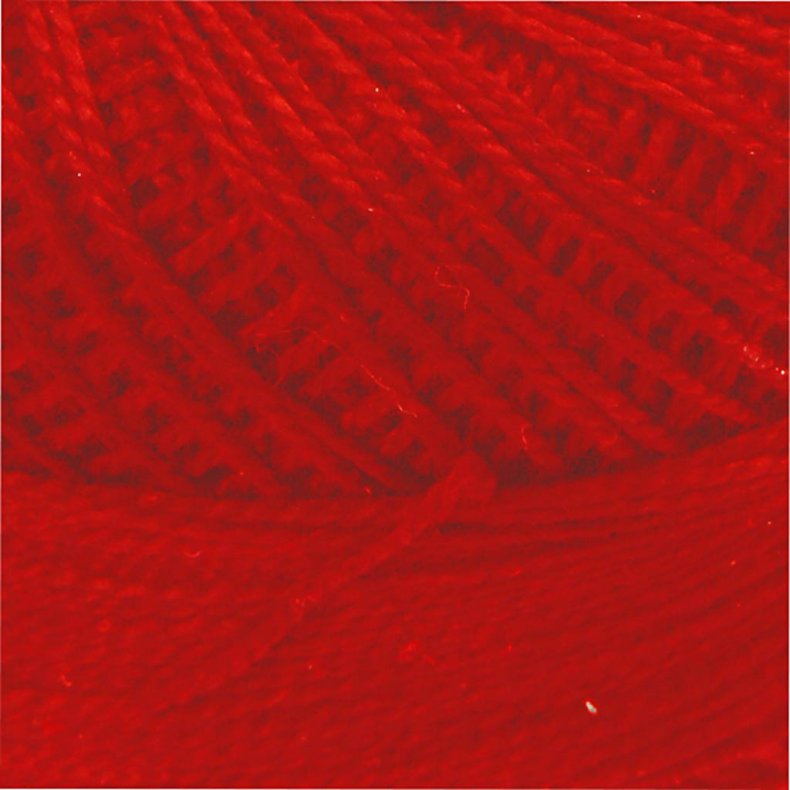 Merceriseret bomuldsgarn, n&aring;l 2-2,5, r&oslash;d, 125 m, 20 g/ 1 ngl.