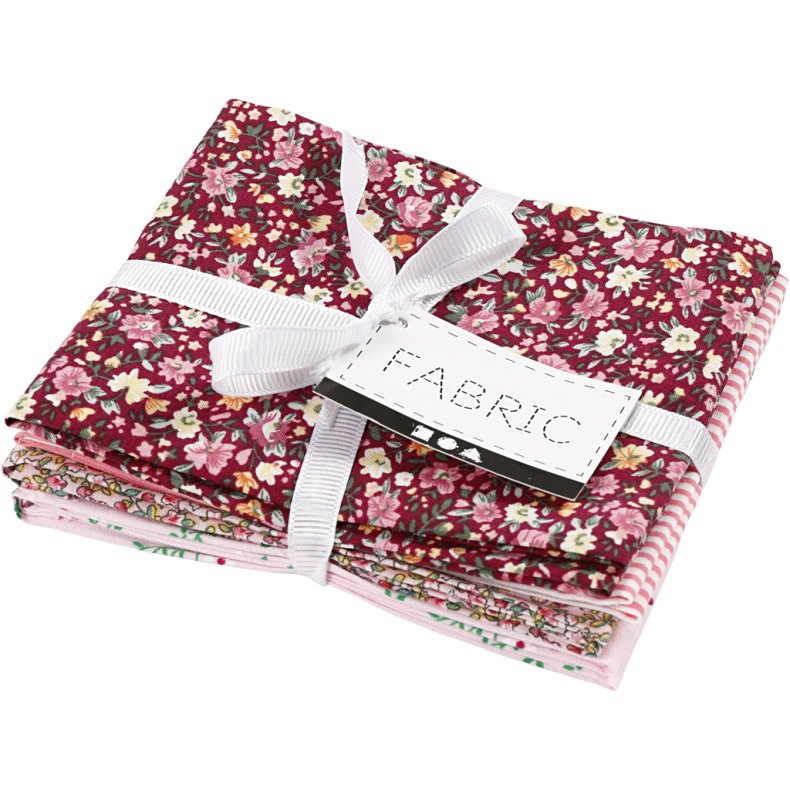 Patchworkstof, str. 45x55 cm, 100 g, rosa, 4 stk./ 1 bdt.