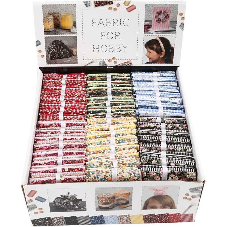 Patchworkstof, str. 45x55 cm, 100 g, ass. farver, 48 bdt./ 1 pk.