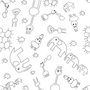 Stof, B: 145 cm, 140 g, hvid/sort, 1 lb.m.