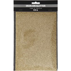 Strygestof, A5, ark 148x210 mm, glitter, guld, 1 ark