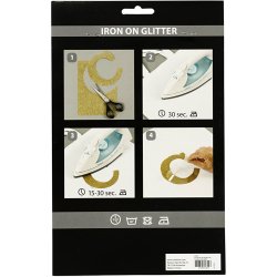 Strygestof, A5, ark 148x210 mm, glitter, s&oslash;lv, 1 ark