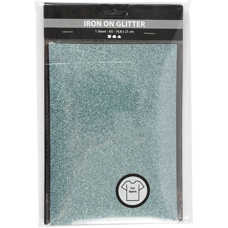 Strygestof, ark 148x210 mm, glitter, ass. farver, 6 ark/ 1 pk.