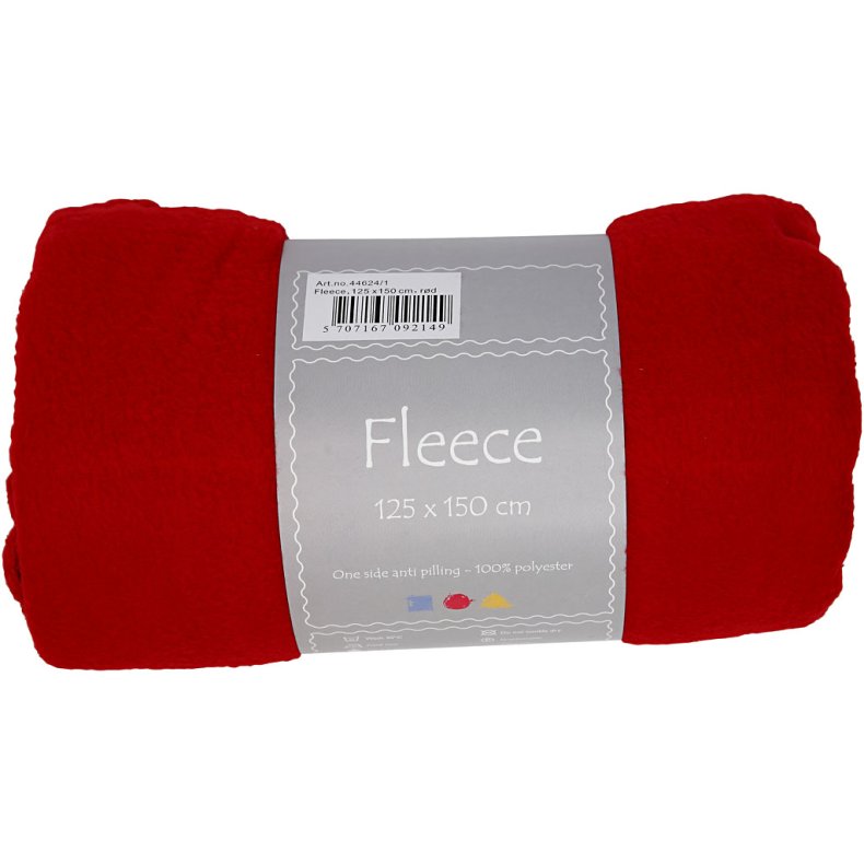 Fleece, L: 125 cm, B: 150 cm, 200 g, r&oslash;d, 1 stk.