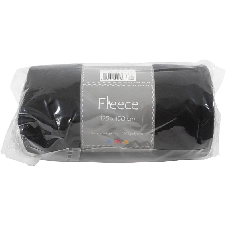 Fleece, L: 125 cm, B: 150 cm, 200 g, sort, 1 stk.