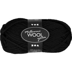 Melbourne Uldgarn, L: 92 m, pind 4-5,5, sort, 50 g/ 1 ngl.