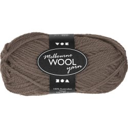 Melbourne Uldgarn, L: 92 m, pind 4-5,5, gr&aring; brun, 50 g/ 1 ngl.