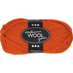 Melbourne Uldgarn, L: 92 m, pind 4-5,5, orange, 50 g/ 1 ngl.