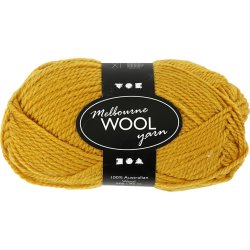 Melbourne Uldgarn, L: 92 m, pind 4-5,5, m&oslash;rk gul, 50 g/ 1 ngl.