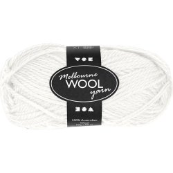 Melbourne Uldgarn, L: 92 m, pind 4-5,5, r&aring;hvid, 50 g/ 1 ngl.