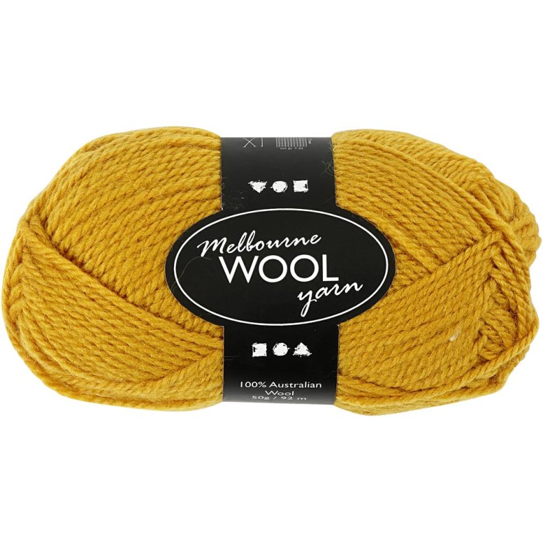 Melbourne Uldgarn, L: 92 M, m&oslash;rk gul, 50 g/ 1 ngl.