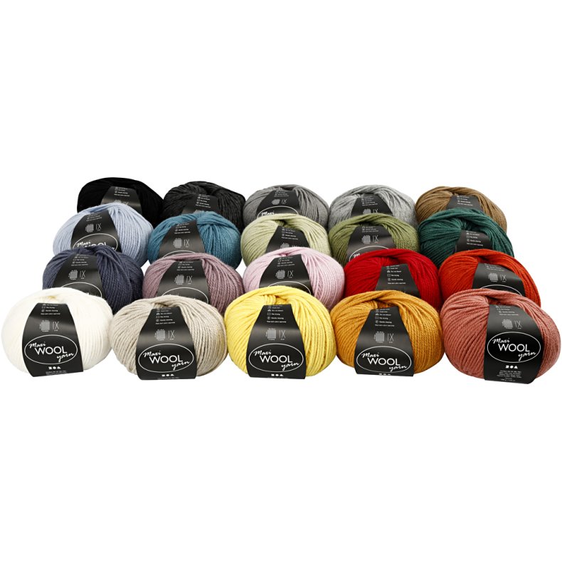Uldgarn, L: 125 M, ass. farver, 20x100 g/ 1 pk.