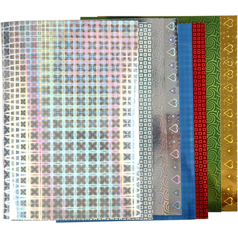 Holographic Paper, A4, 210x297 mm, 120 g, 8 Ass Sheets