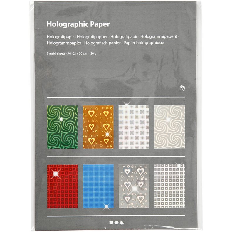 Holografipapir, A4, ark 210x297 mm, 120 g, 80 ass. ark/ 1 pk.
