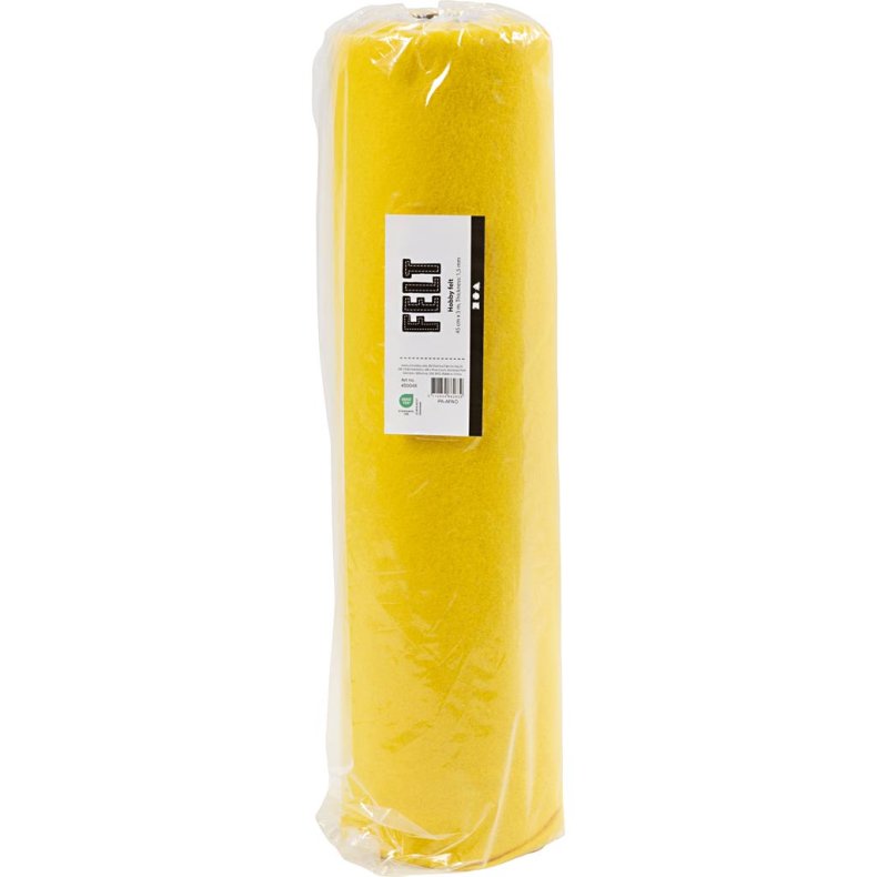 Hobbyfilt, B: 45 cm, tykkelse 1,5-2 mm, 180-200 g, gul, 5 m/ 1 rl.
