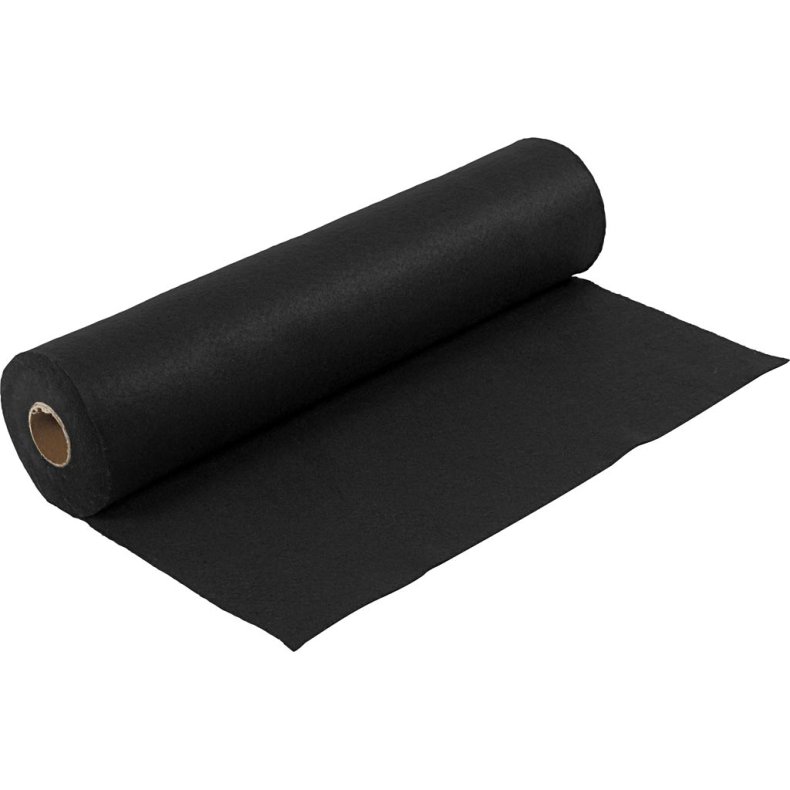 Hobbyfilt, B: 45 cm, tykkelse 1,5-2 mm, 180-200 g, sort, 5 m/ 1 rl.